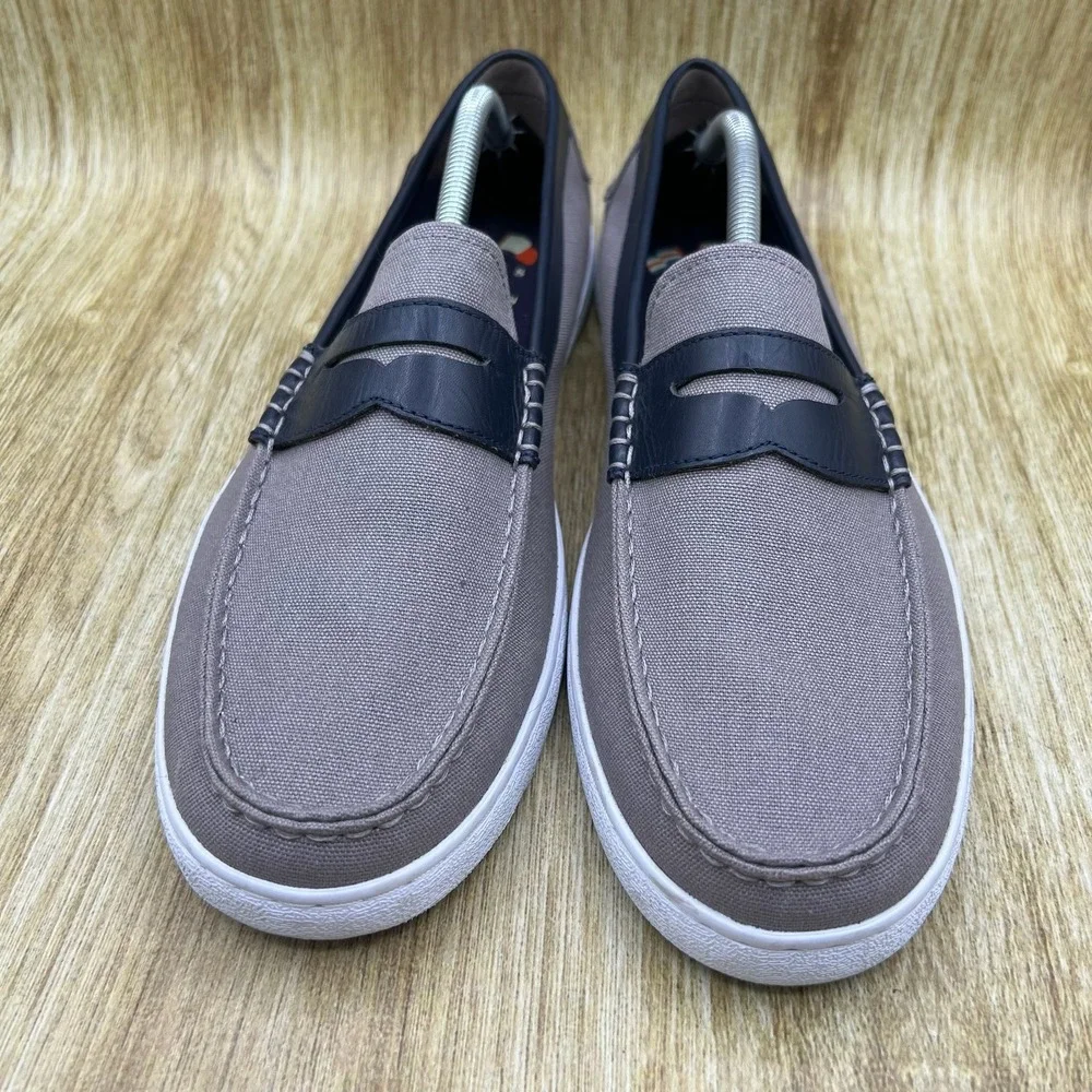 Cole Haan Nantucket II Penny Loafer Mens Size 12 Grey Navy Canvas Leather C28002